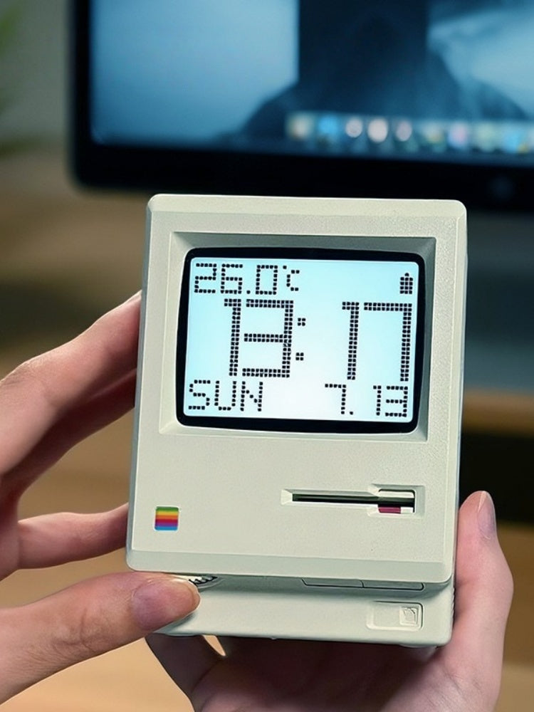 Retro Floppy Alarm Clock Gift Guide: USB-C Rechargeable LCD Night-Light with Calendar & Temperature