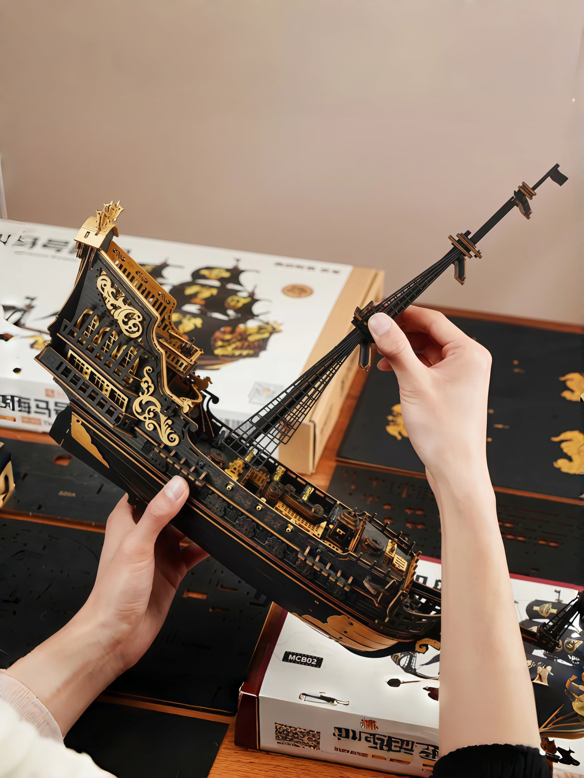 Set Sail on Your Shelf: The ROKR Seahorse Barque That Builds Into a 15" Tall Showpiece