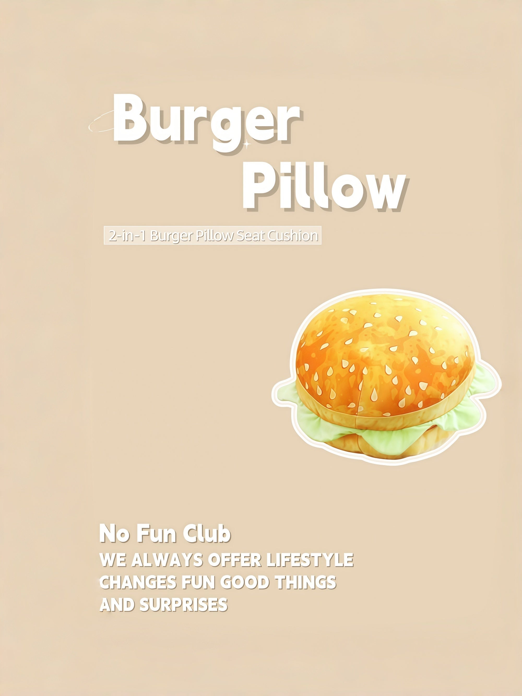 2-in-1 Burger Pillow Seat Cushion