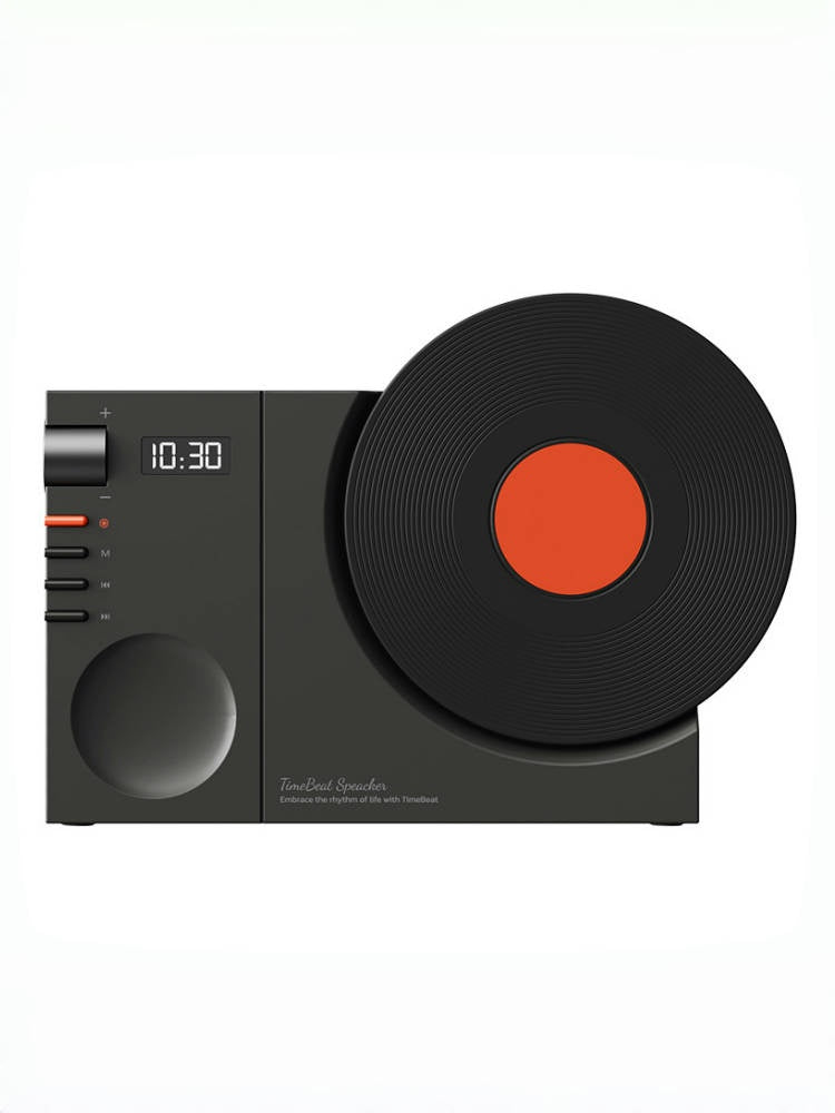 Retro Vinyl Bluetooth Speaker with Clock