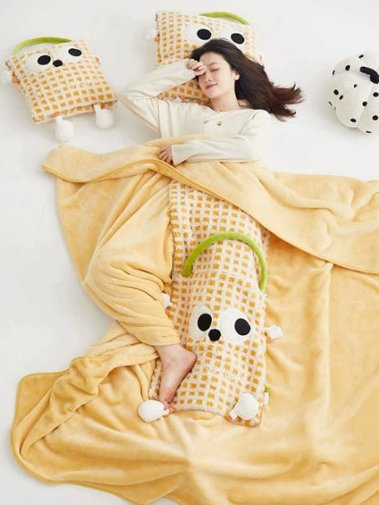 Monster Eyes Sherpa–Flannel Convertible Pillow Blanket