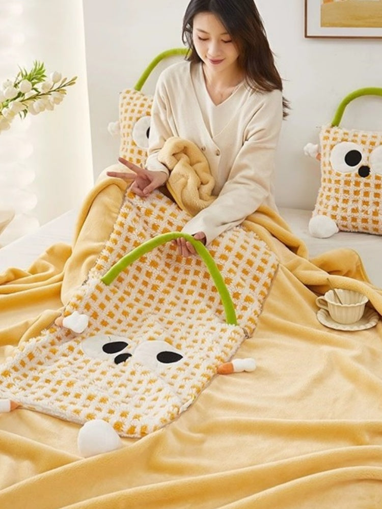 Monster Eyes Sherpa–Flannel Convertible Pillow Blanket
