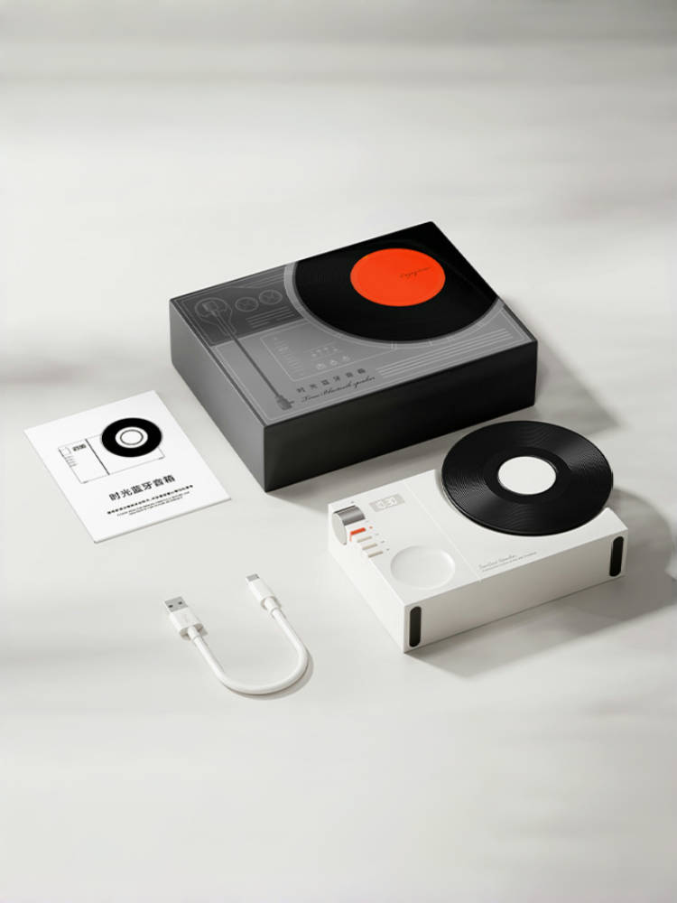 Retro Vinyl Bluetooth Speaker with Clock