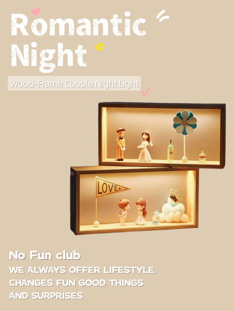 Wooden-Frame Couple Diorama Night Light