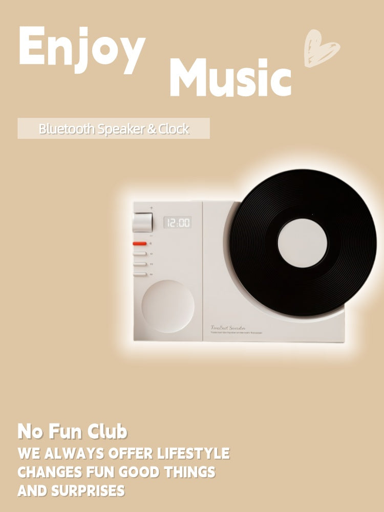 Retro Vinyl Bluetooth Speaker with Clock