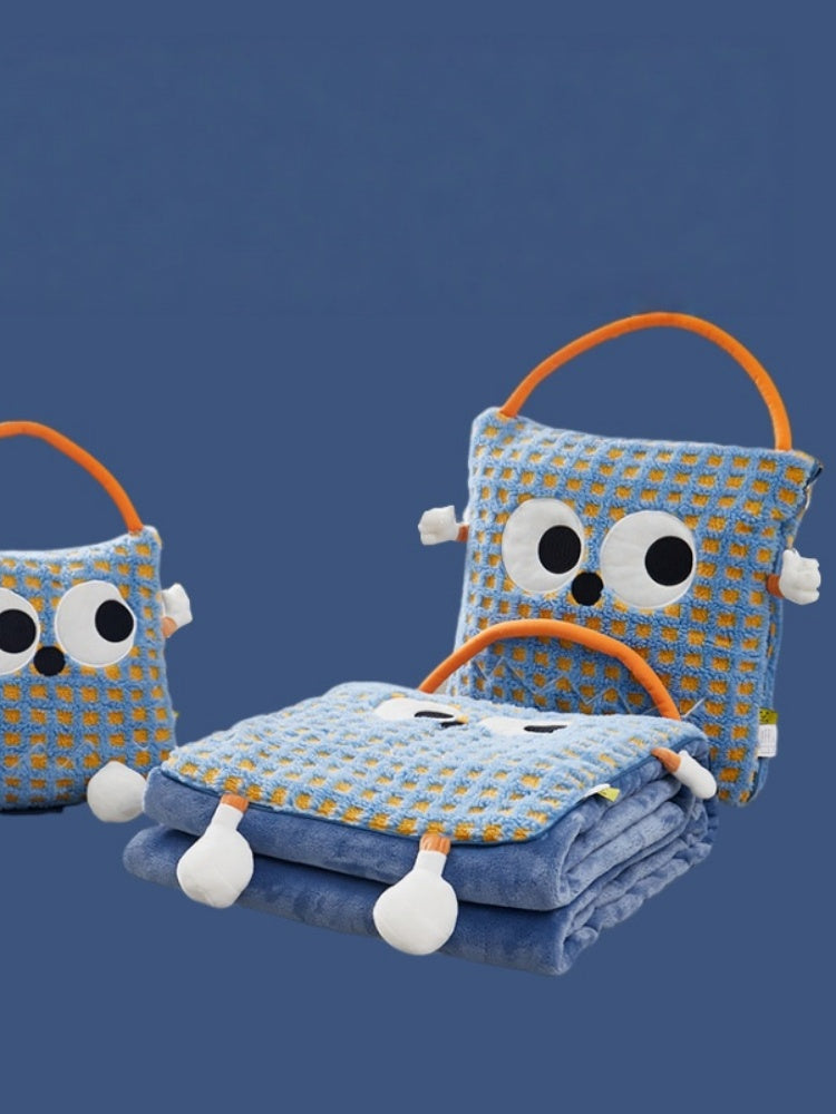 Monster Eyes Sherpa–Flannel Convertible Pillow Blanket
