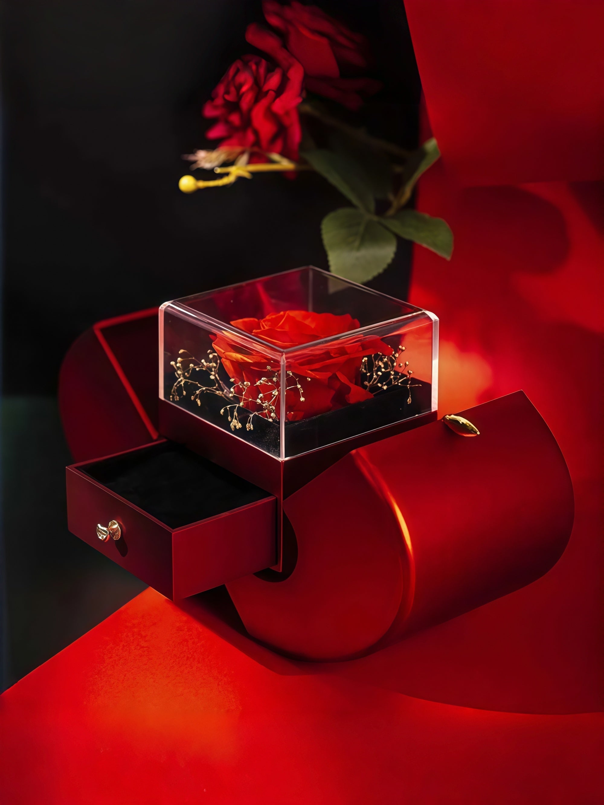 Apple Rose Jewelry Gift Box with Necklace