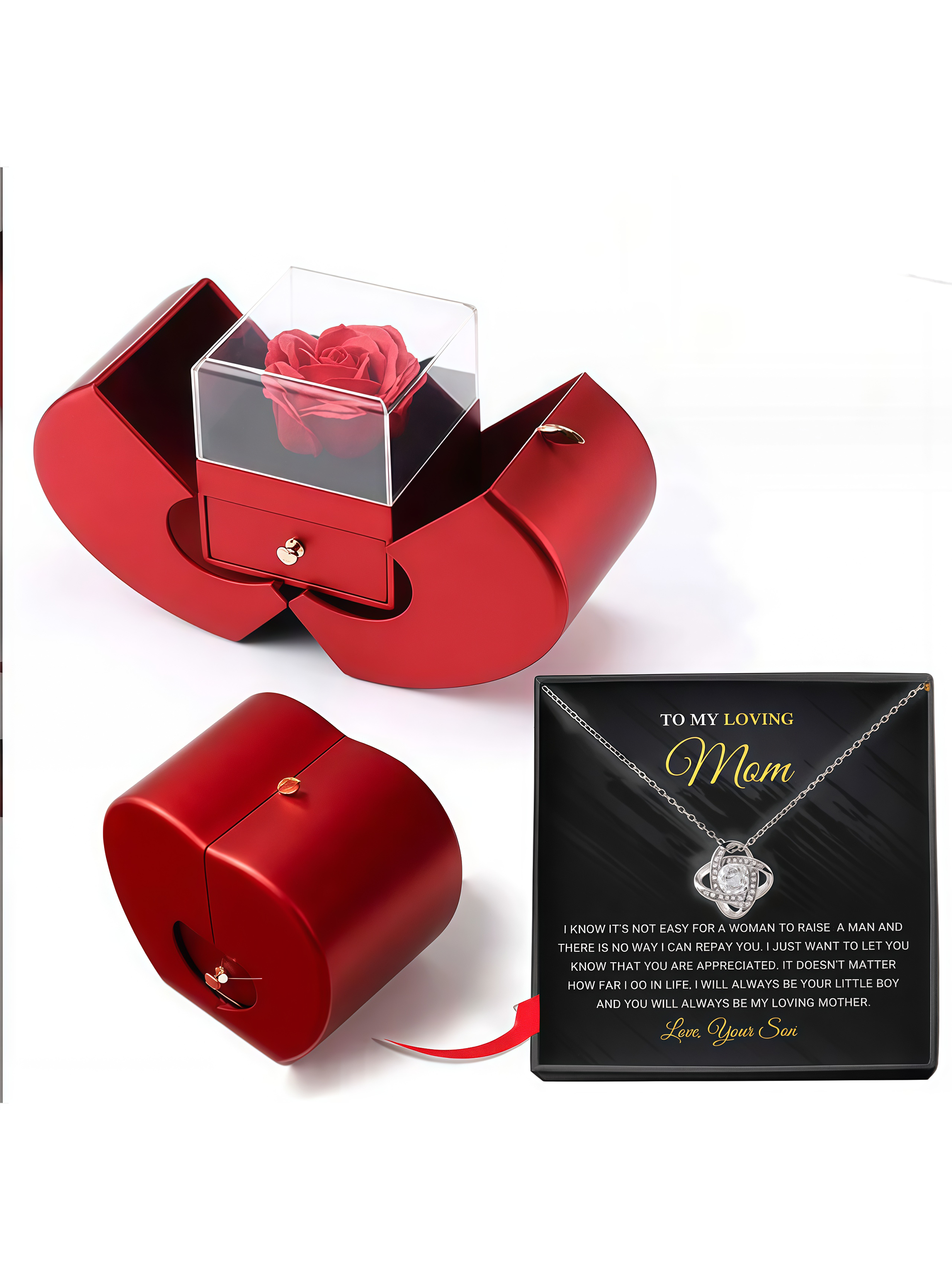 Apple Rose Jewelry Gift Box with Necklace