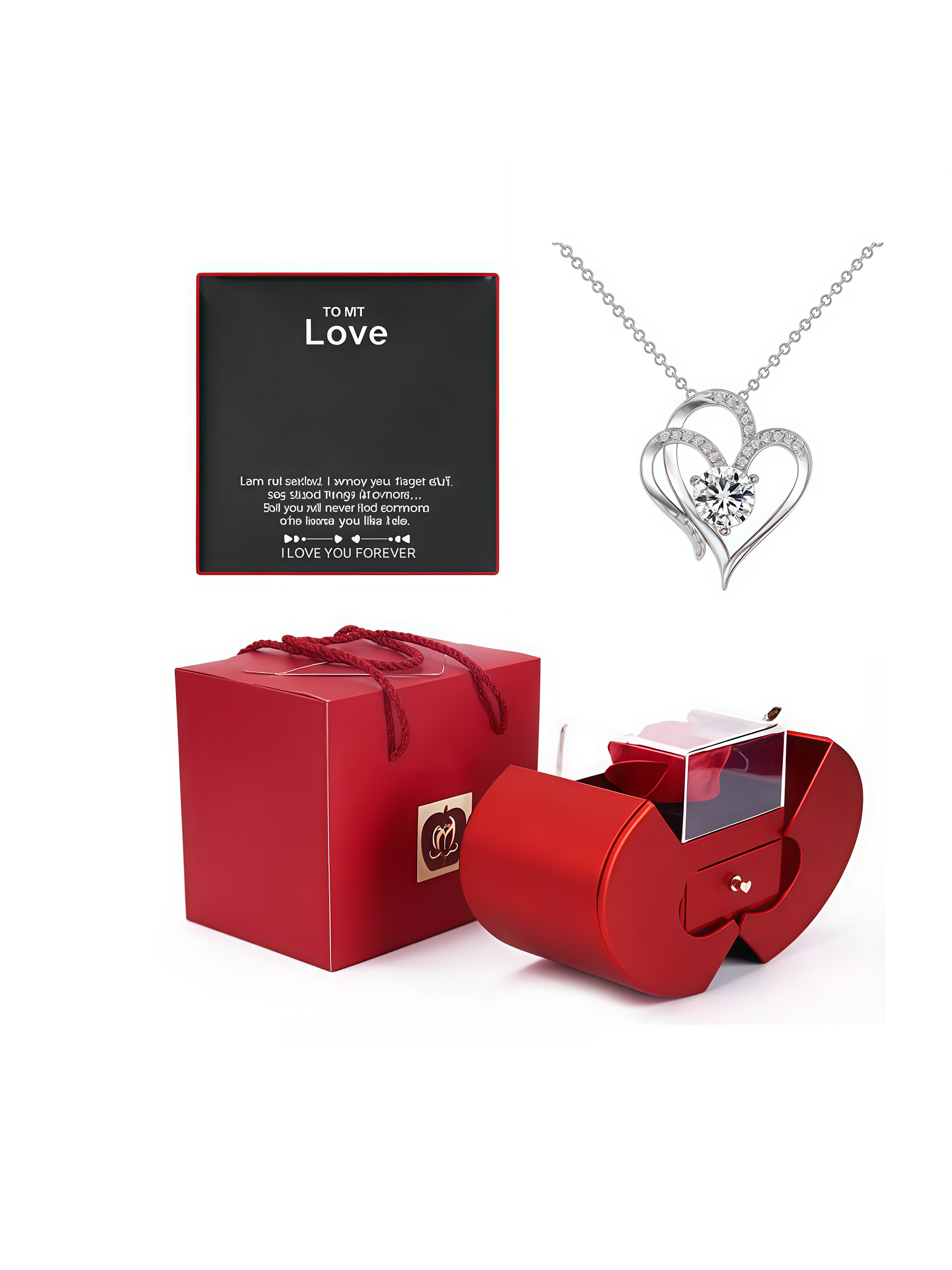 Apple Rose Jewelry Gift Box with Necklace