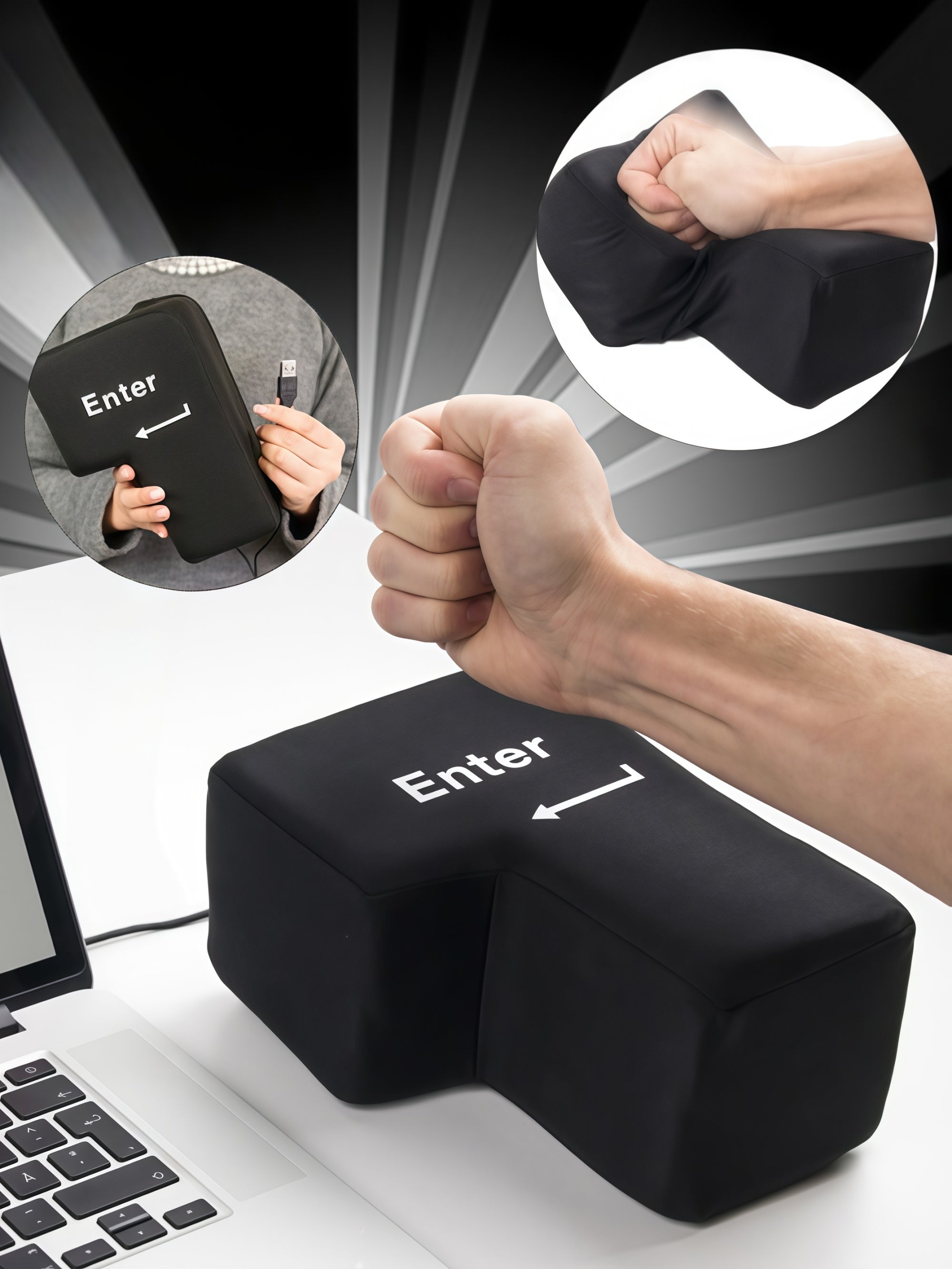 Big Enter Key USB Stress-Relief Pillow