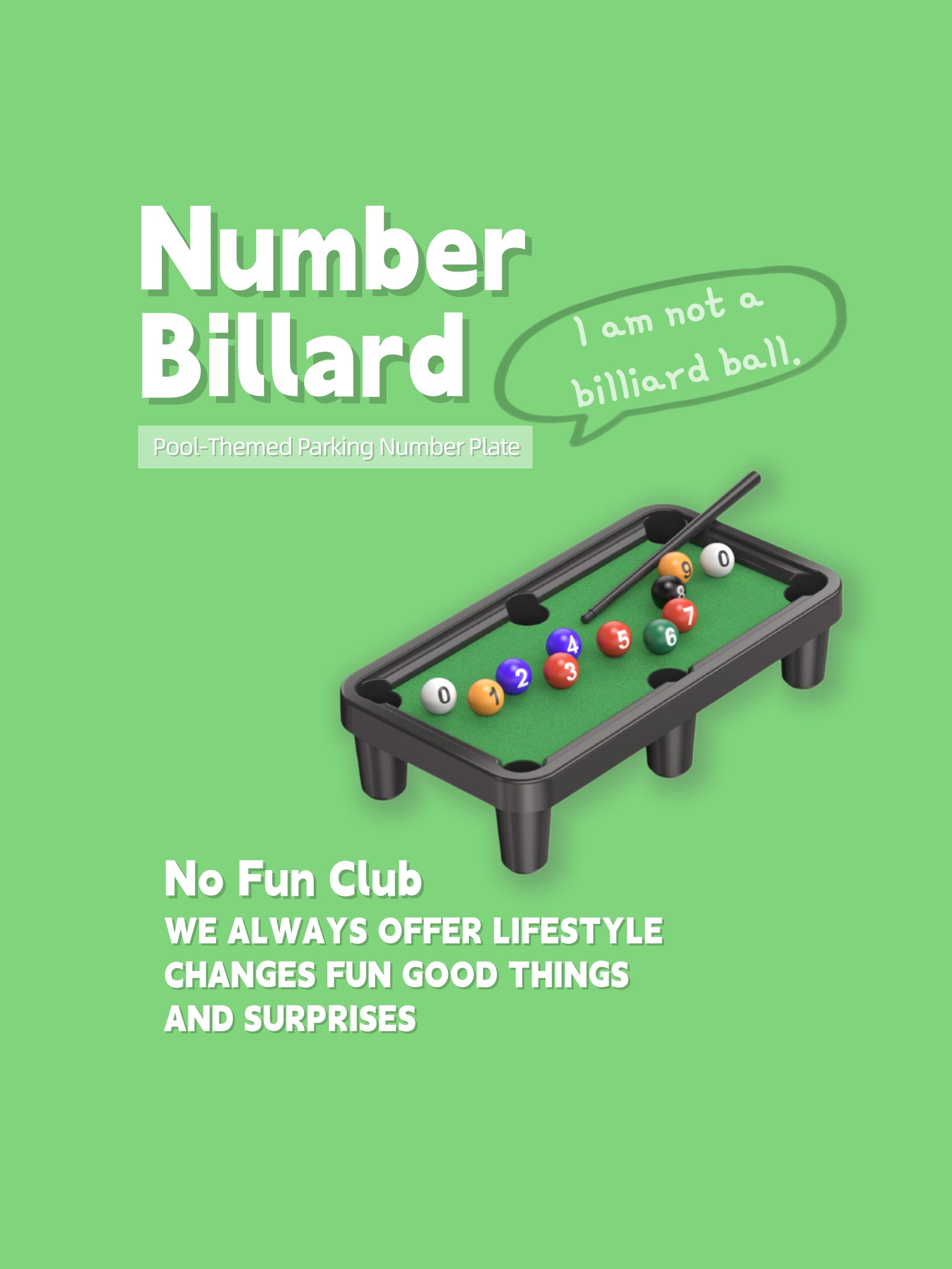 Mini Pool-Themed Parking Number Plate