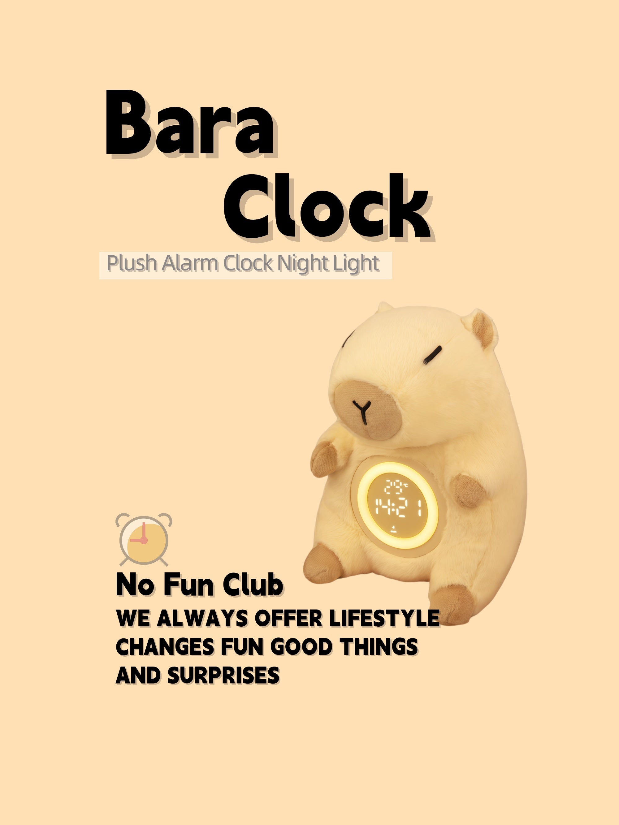 Plush Capybara Alarm Clock Night Light