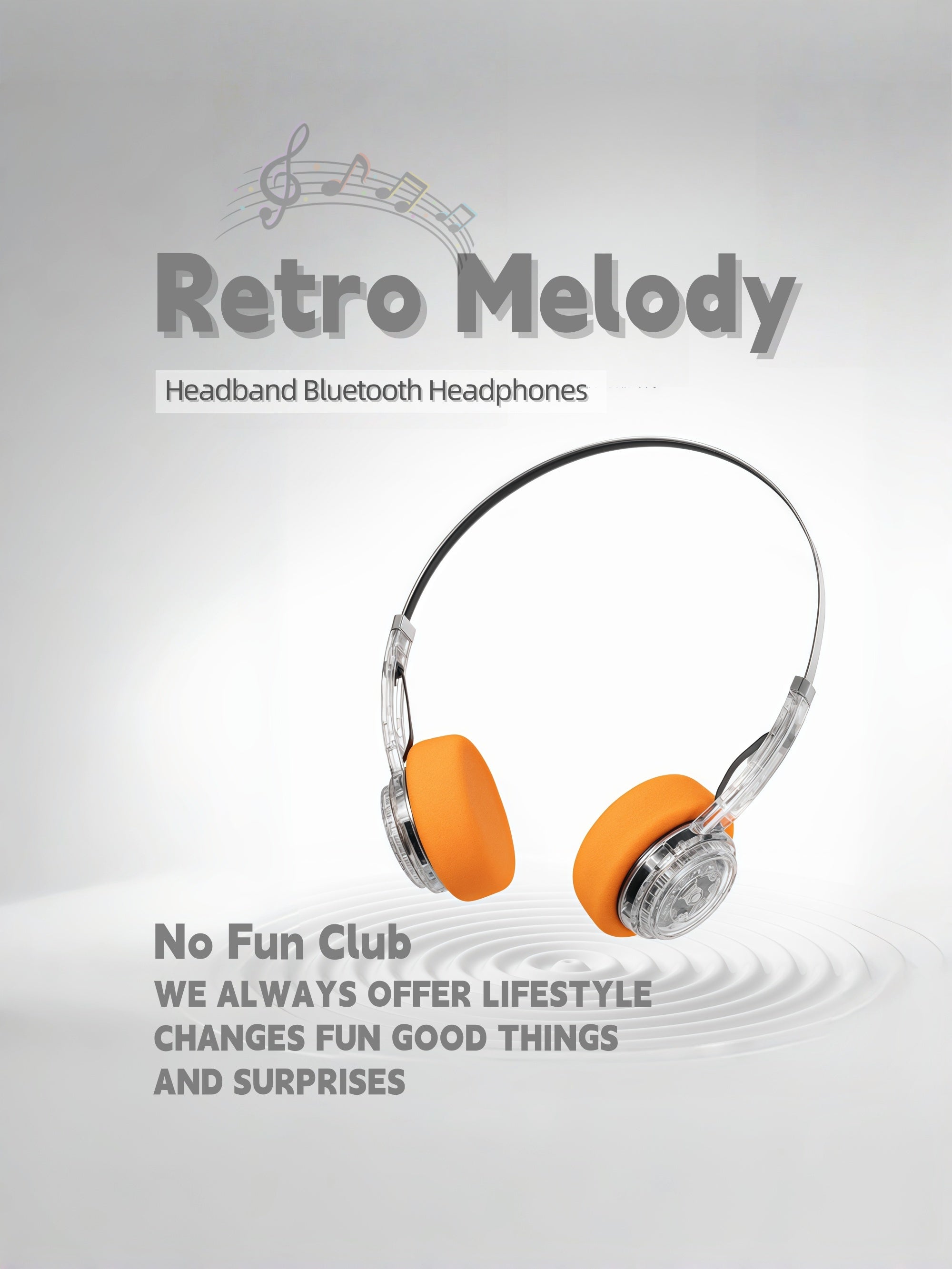 Retro Transparent Metal Headband Bluetooth Headphones