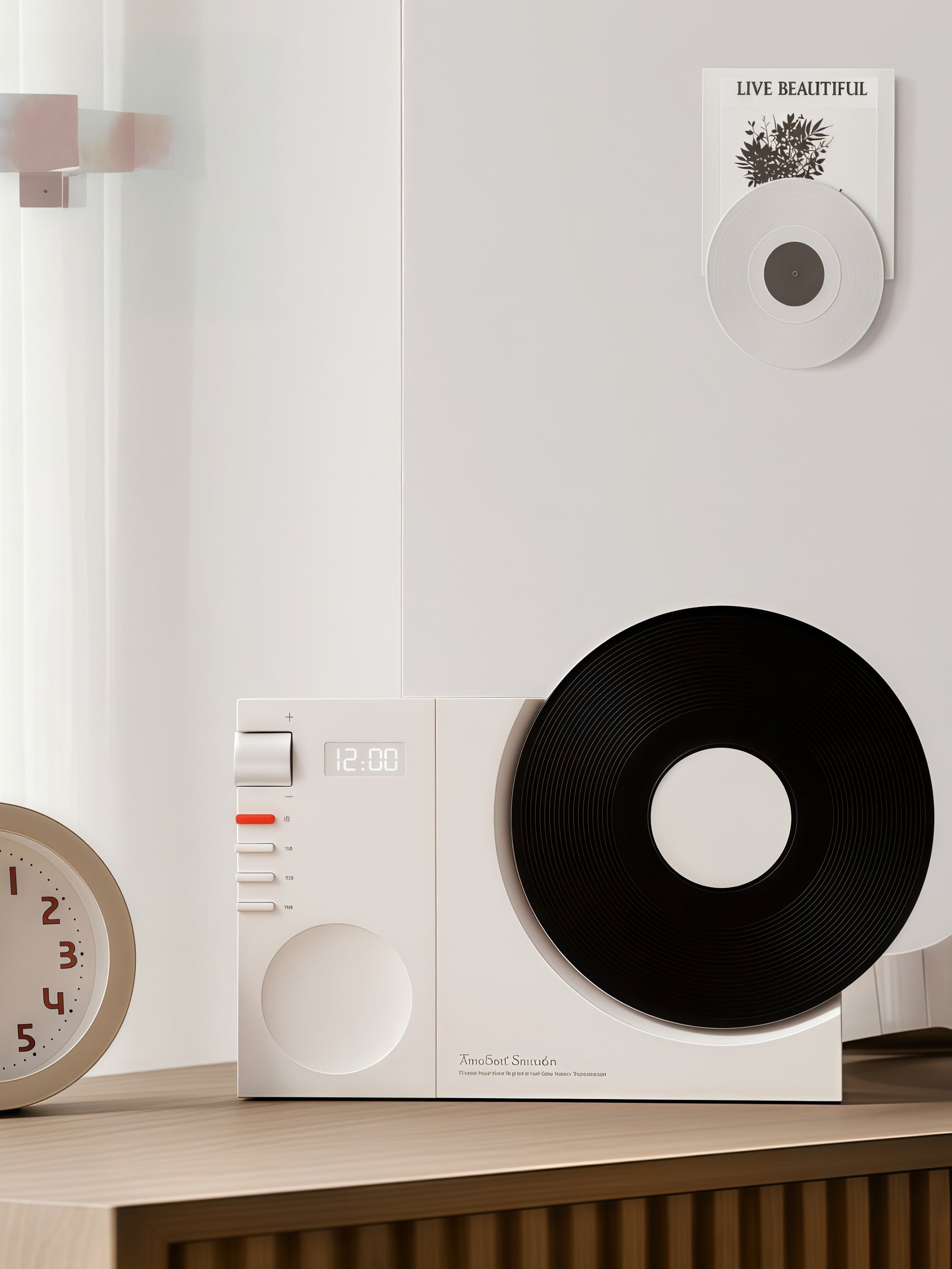 Retro Vinyl Bluetooth Speaker with Clock