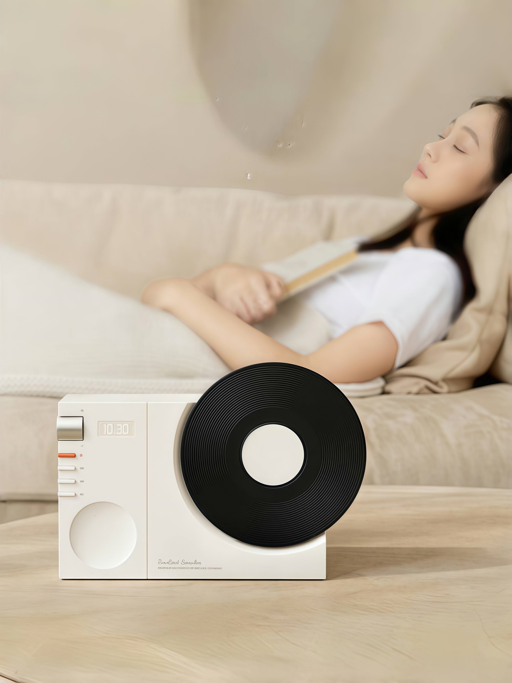 Retro Vinyl Bluetooth Speaker with Clock